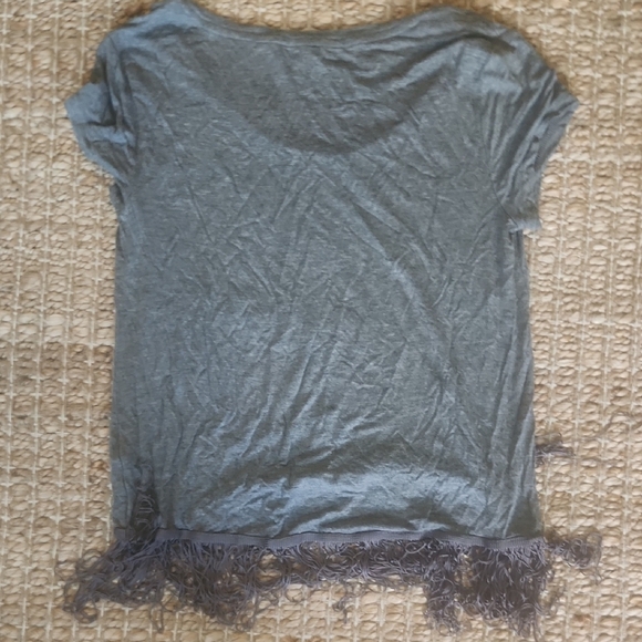 Express Blue Ruffled Short Sleeve T-Shirt - Picture 3 of 3